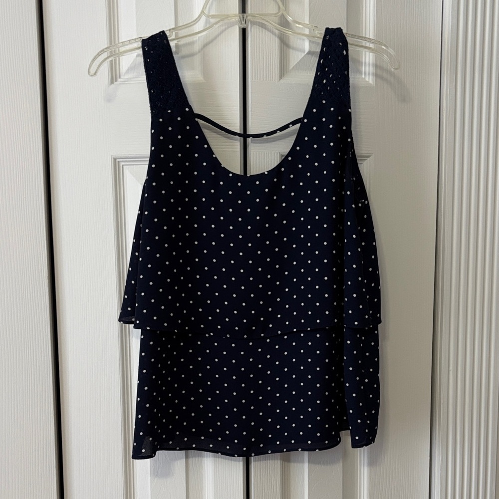 Maurices Navy and White Polka Dot Camisole